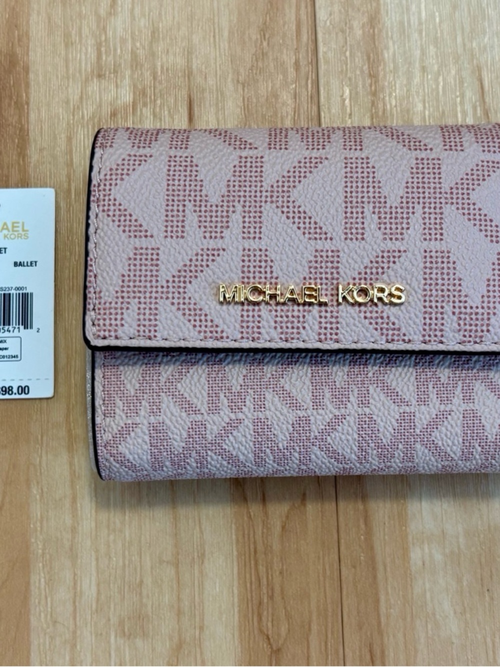Michael Kors Pink MK Monogram Jet Set Mini Trifold Wallet